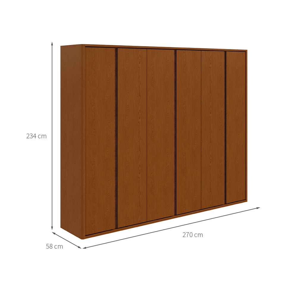 Guarda-Roupa Casal Leeder sem Pés 6 Portas 6 Gavetas Frassino