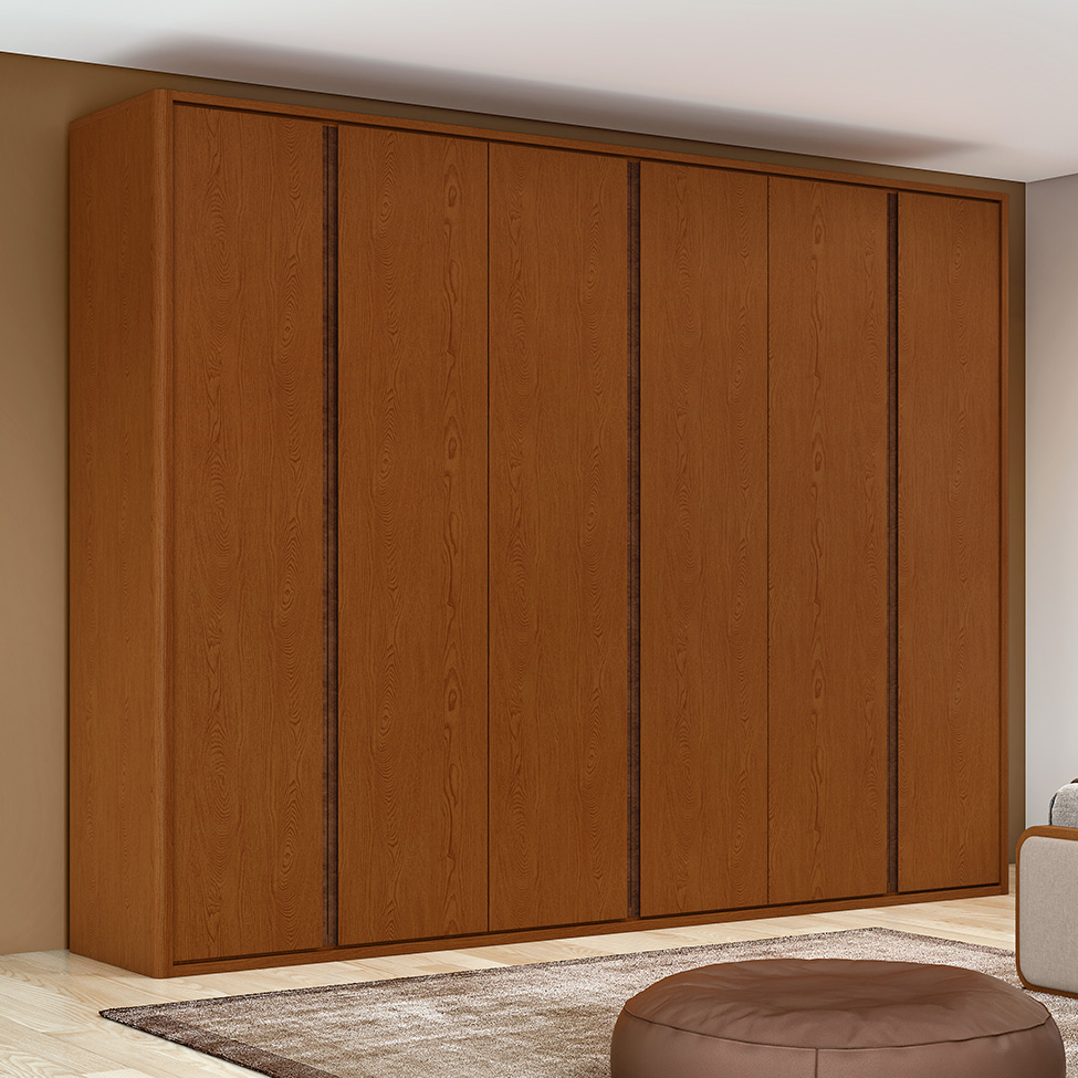 Guarda-Roupa Casal Leeder sem Pés 6 Portas 6 Gavetas Frassino