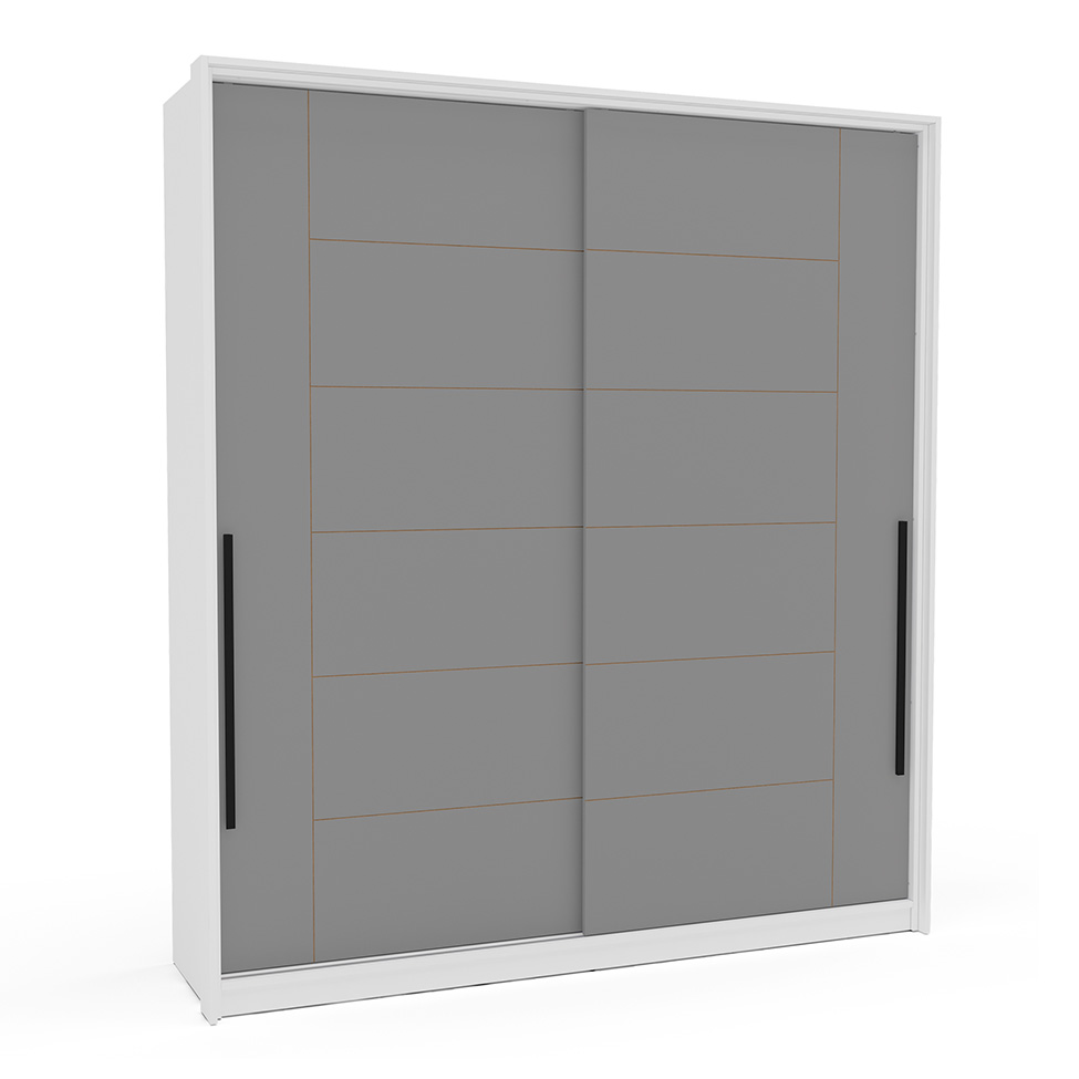 Guarda-Roupa Casal Lisboa 2 Portas 2 Gavetas Branco e Cinza