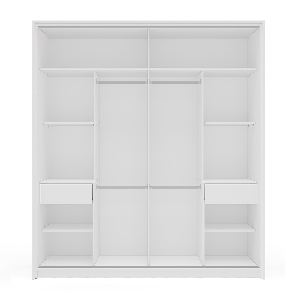Guarda-Roupa Casal Lisboa 2 Portas 2 Gavetas Branco e Cinza
