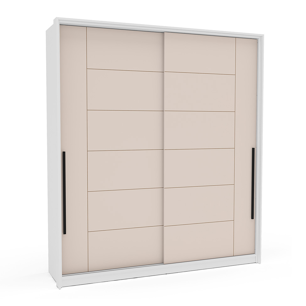 Guarda-Roupa Casal Lisboa 2 Portas 2 Gavetas Branco e Creme