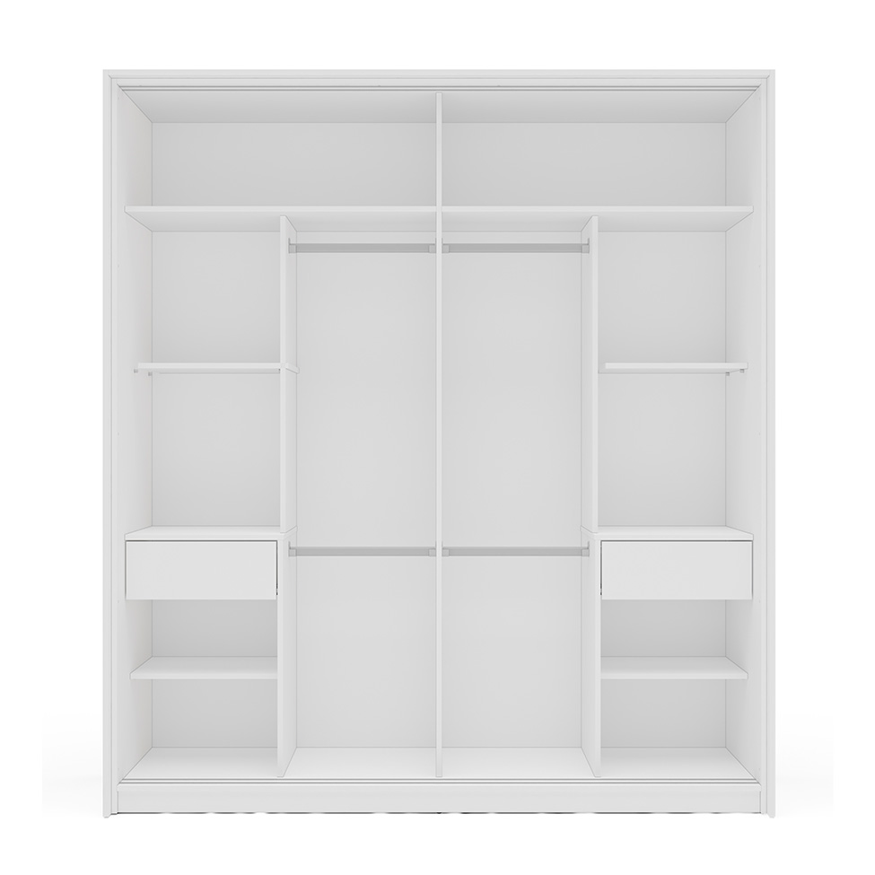 Guarda-Roupa Casal Lisboa 2 Portas 2 Gavetas Branco e Creme