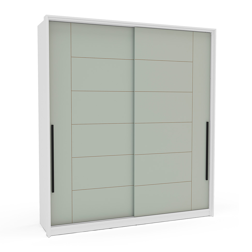 Guarda-Roupa Casal Lisboa 2 Portas 2 Gavetas Branco e Verde
