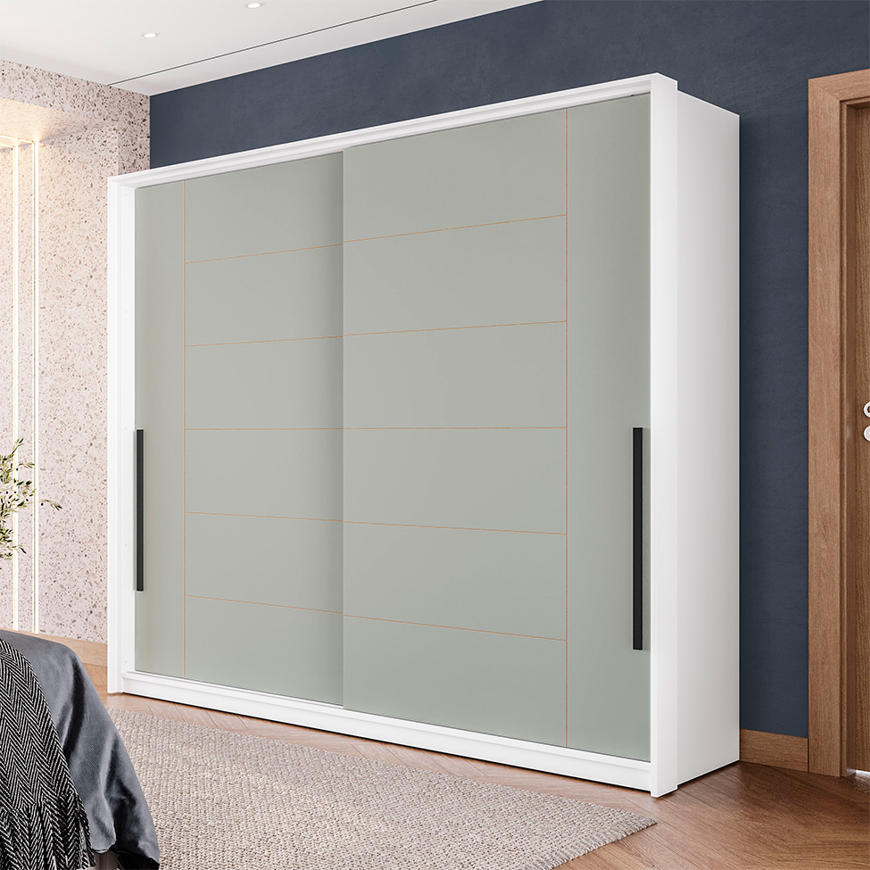 Guarda-Roupa Casal Lisboa 2 Portas 2 Gavetas Branco e Verde