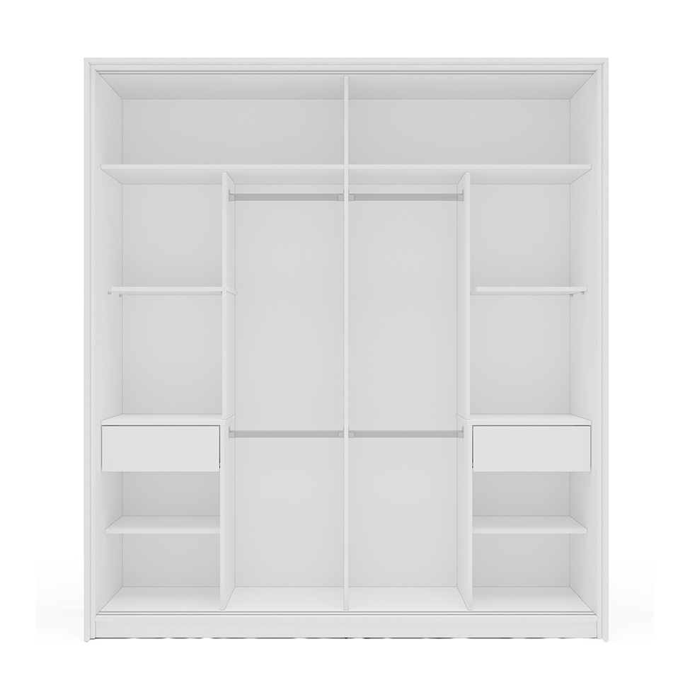 Guarda-Roupa Casal Lisboa 2 Portas 2 Gavetas Branco e Verde
