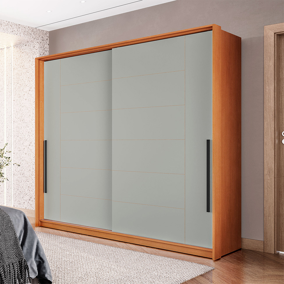 Guarda-Roupa Casal Lisboa 2 Portas 2 Gavetas Freijó e Verde