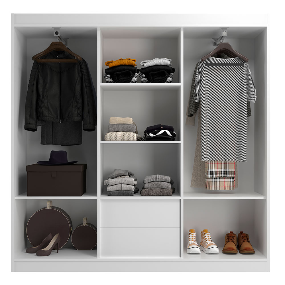 Guarda-Roupa Casal Lisboa 3 Portas 2 Gavetas Branco