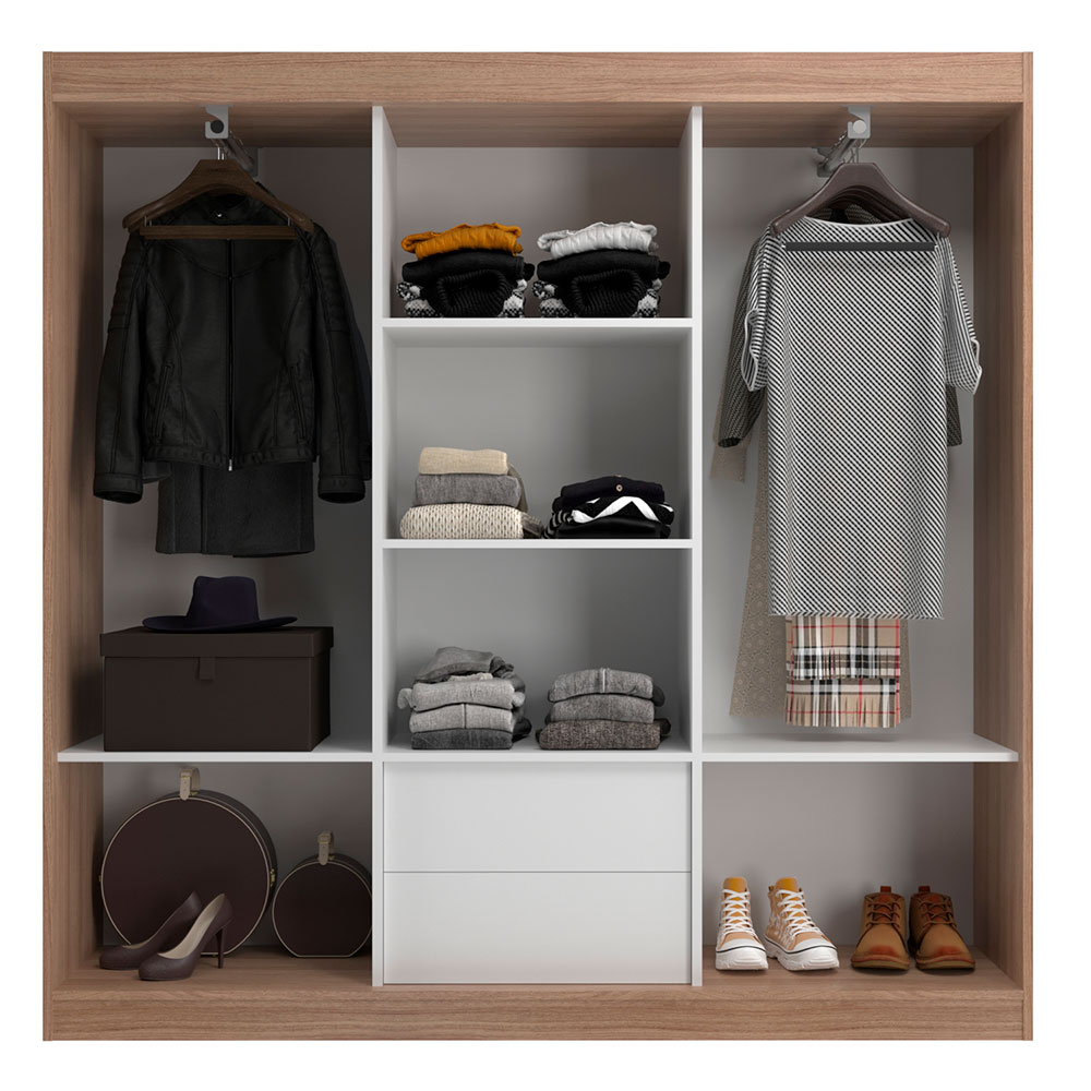 Guarda-Roupa Casal Lisboa 3 Portas 2 Gavetas Branco e Demolição