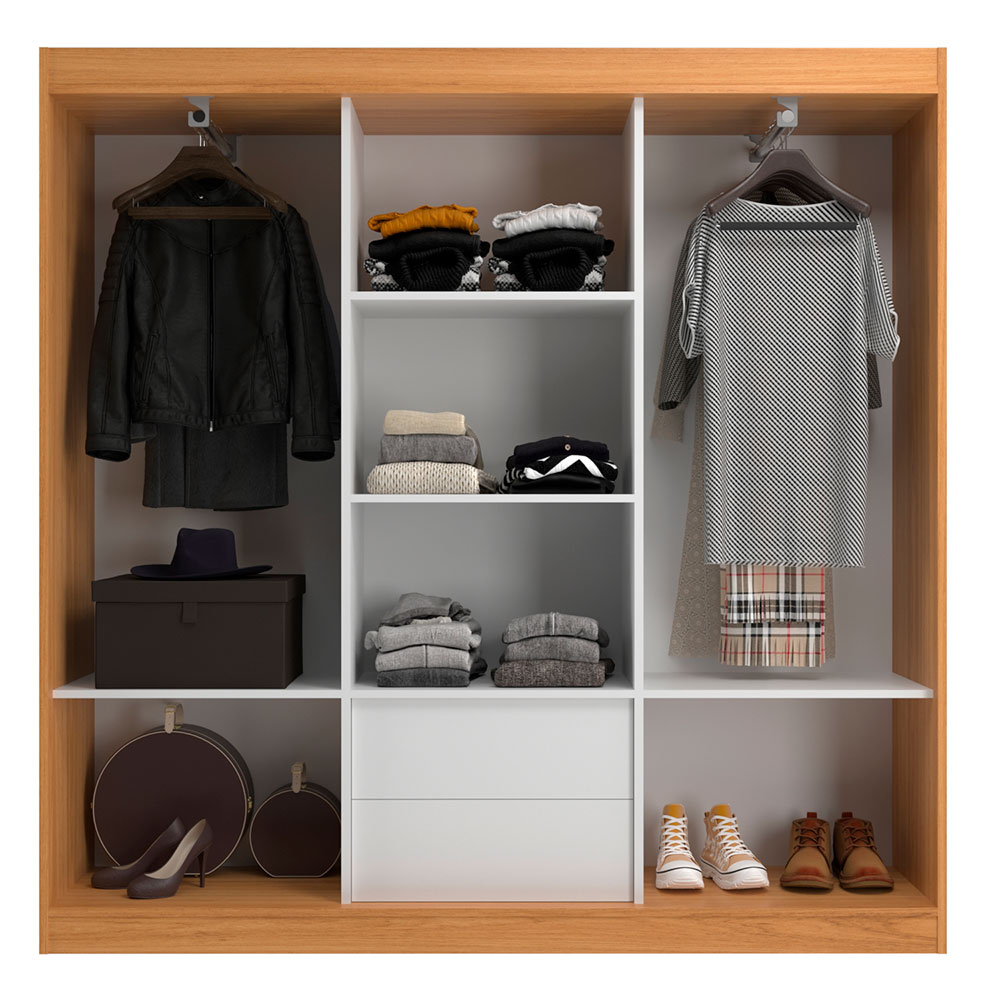 Guarda-Roupa Casal Lisboa 3 Portas 2 Gavetas Cinamomo