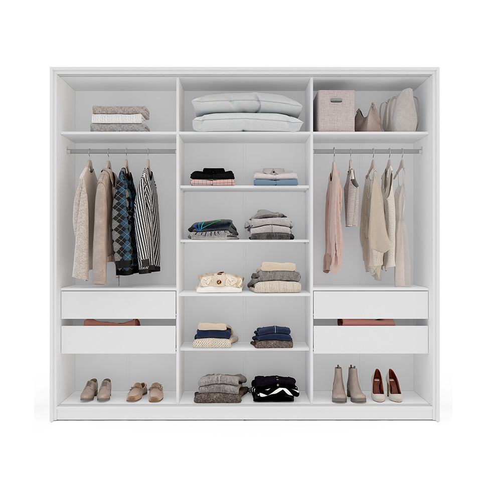 Guarda-Roupa Casal Lisboa 3 Portas 4 Gavetas Branco
