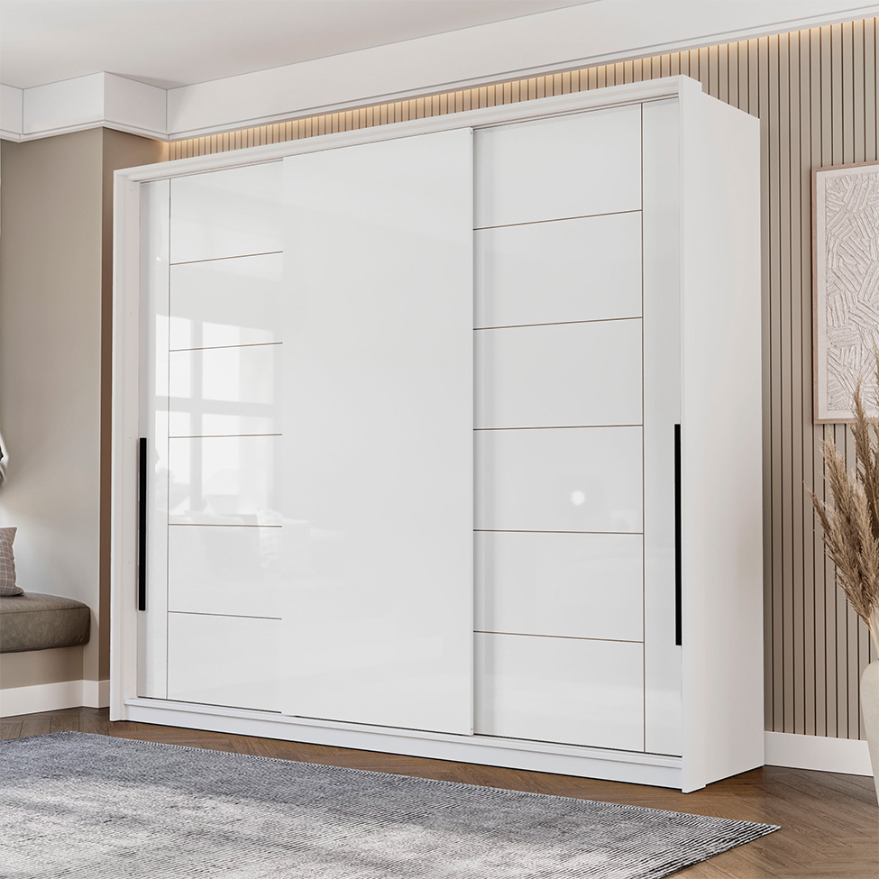 Guarda-Roupa Casal Lisboa 3 Portas 4 Gavetas Branco