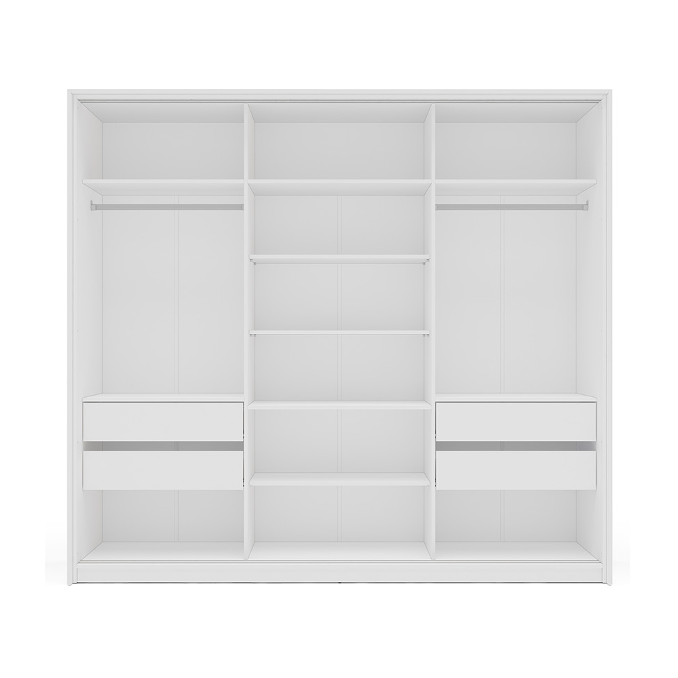 Guarda-Roupa Casal Lisboa 3 Portas 4 Gavetas Branco e Azul
