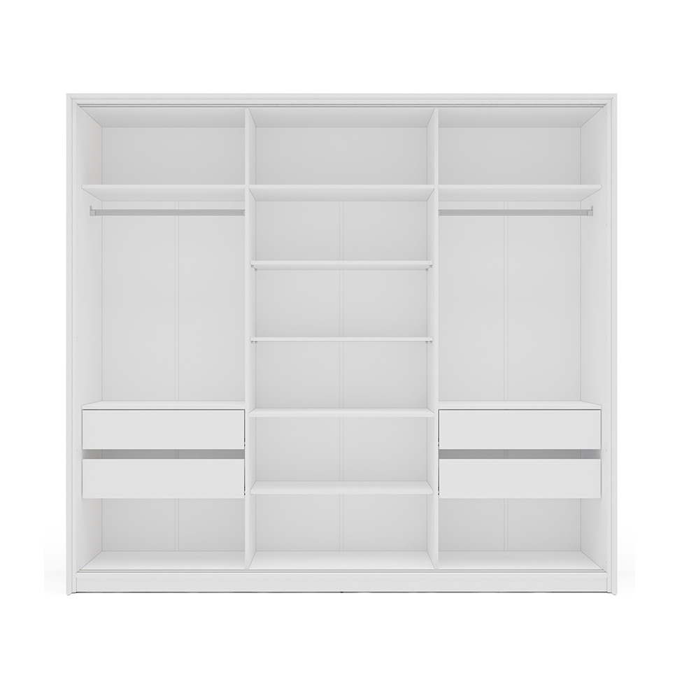 Guarda-Roupa Casal Lisboa 3 Portas 4 Gavetas Branco e Cinza