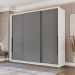 Guarda-Roupa Casal Lisboa 3 Portas 4 Gavetas Branco e Cinza