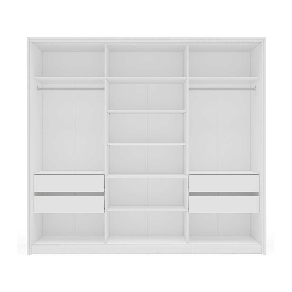 Guarda-Roupa Casal Lisboa 3 Portas 4 Gavetas Branco e Creme