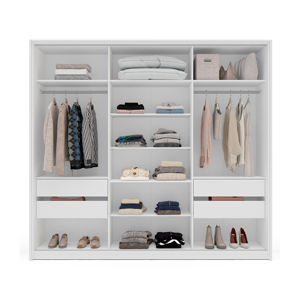 Guarda-Roupa Casal Lisboa 3 Portas 4 Gavetas Branco e Verde