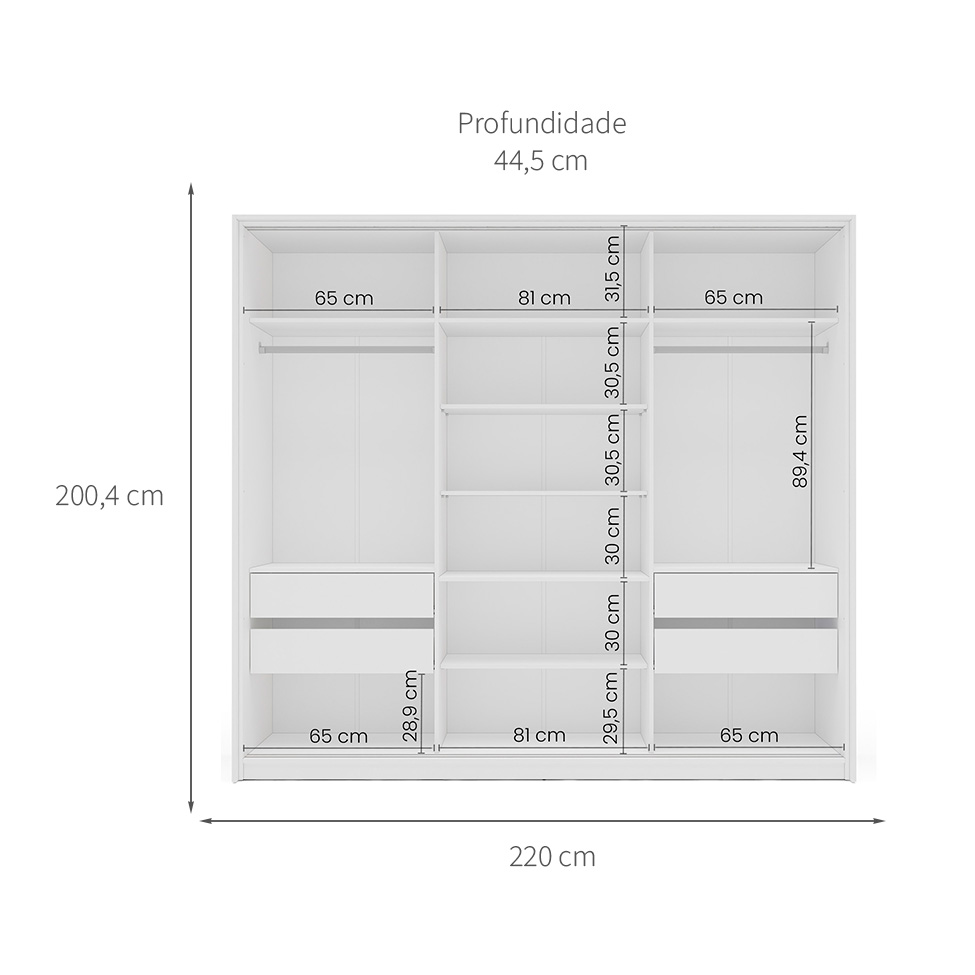 Guarda-Roupa Casal Lisboa 3 Portas 4 Gavetas Branco e Verde