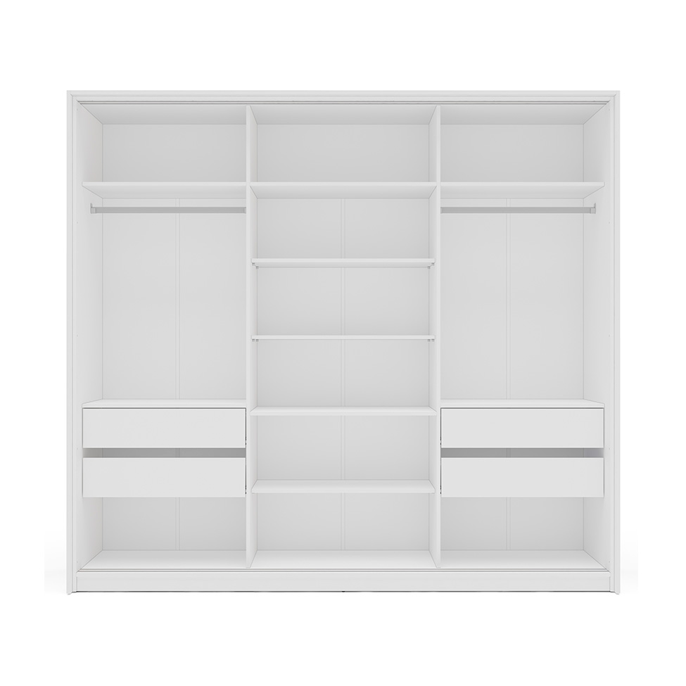Guarda-Roupa Casal Lisboa 3 Portas 4 Gavetas Branco e Verde
