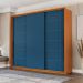 Guarda-Roupa Casal Lisboa 3 Portas 4 Gavetas Freijó e Azul