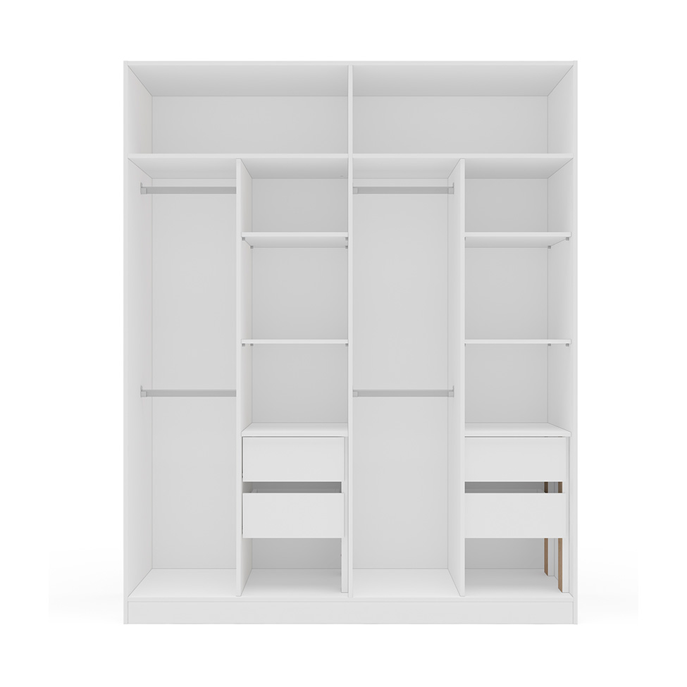 Guarda-Roupa Casal Lisboa 4 Portas 4 Gavetas Branco e Azul