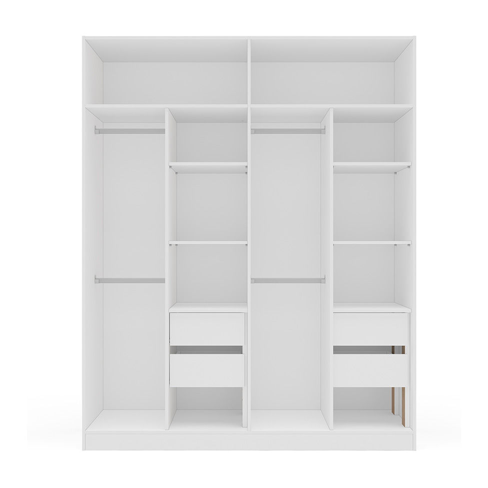 Guarda-Roupa Casal Lisboa 4 Portas 4 Gavetas Branco e Creme