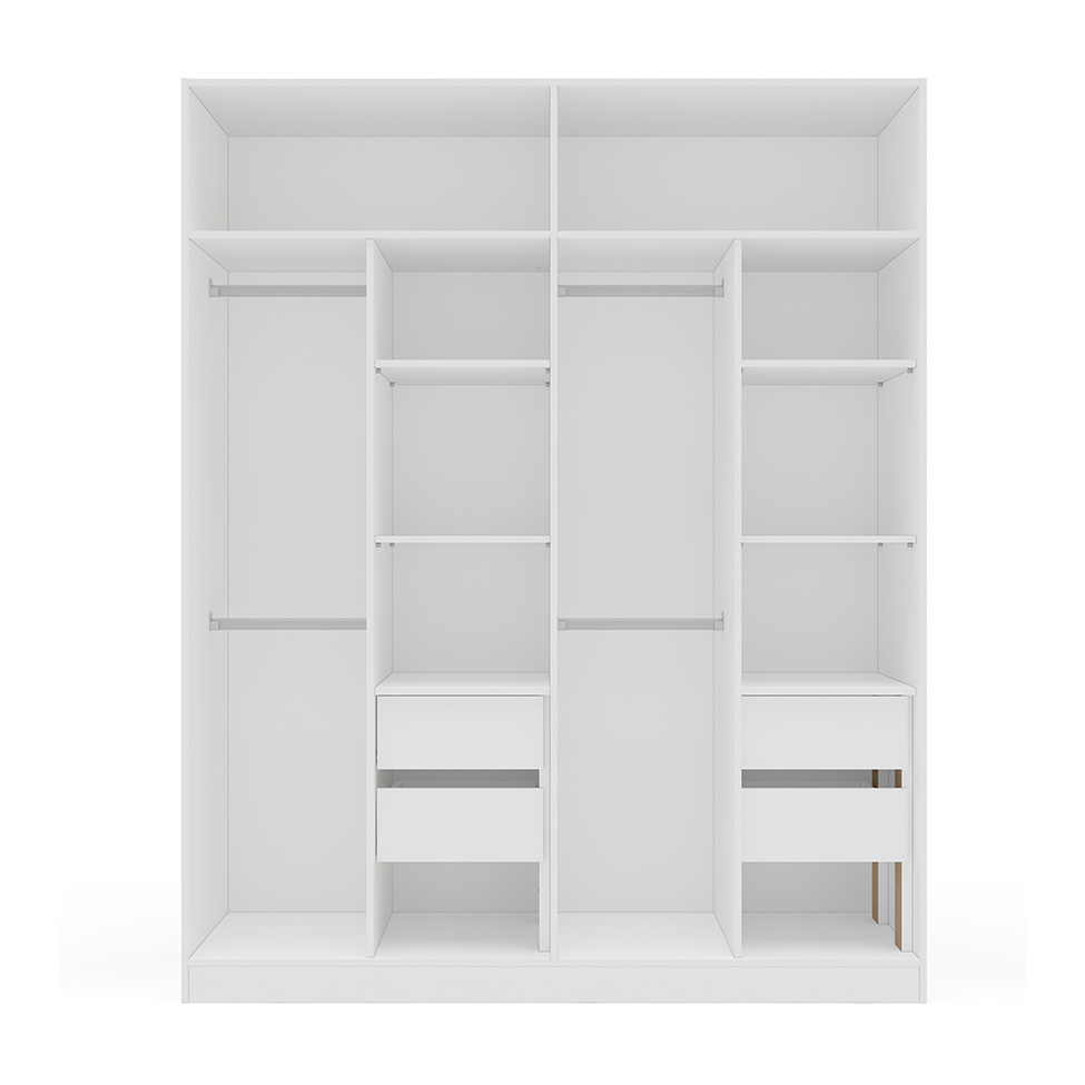 Guarda-Roupa Casal Lisboa 4 Portas 4 Gavetas Branco e Verde