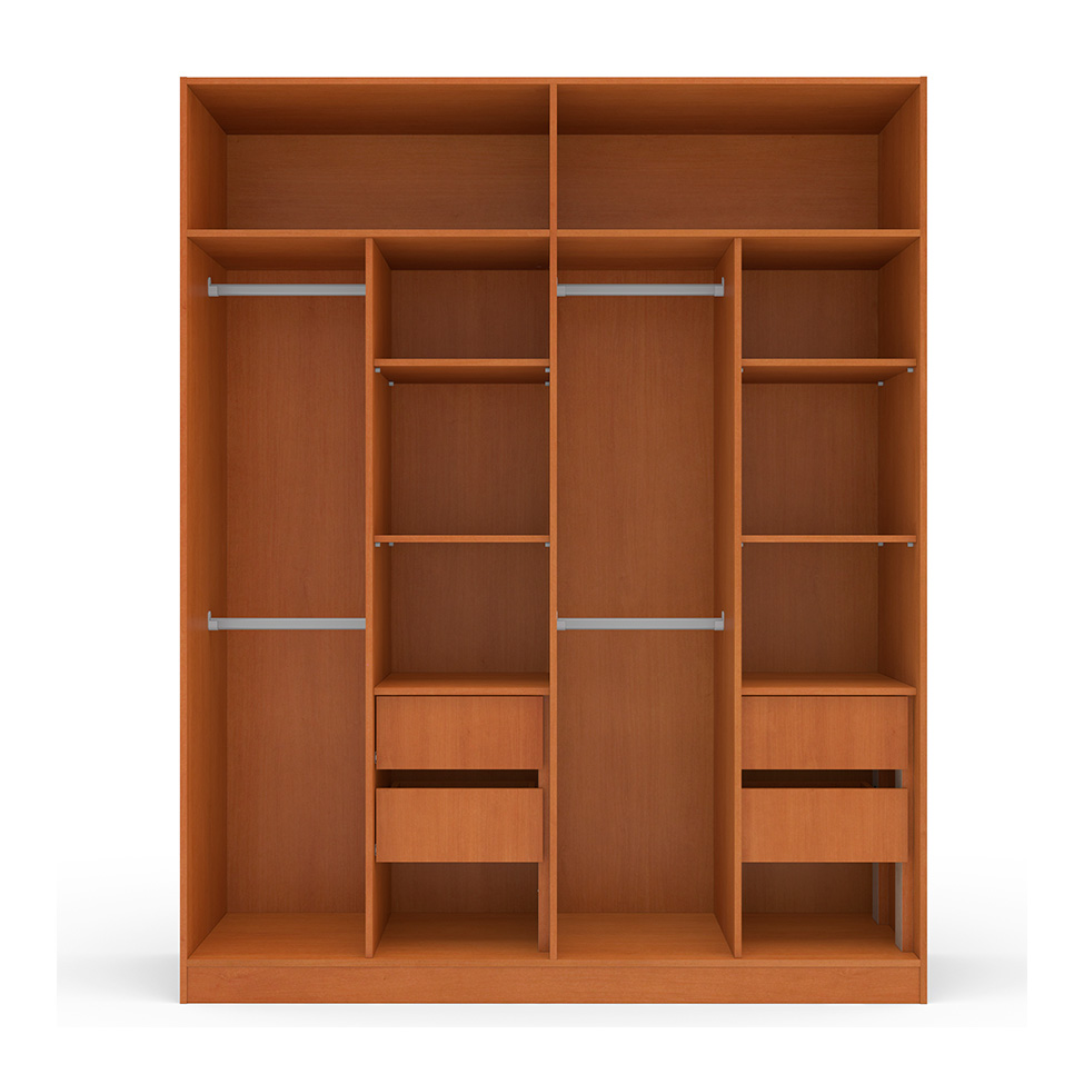 Guarda-Roupa Casal Lisboa 4 Portas 4 Gavetas Freijó e Branco