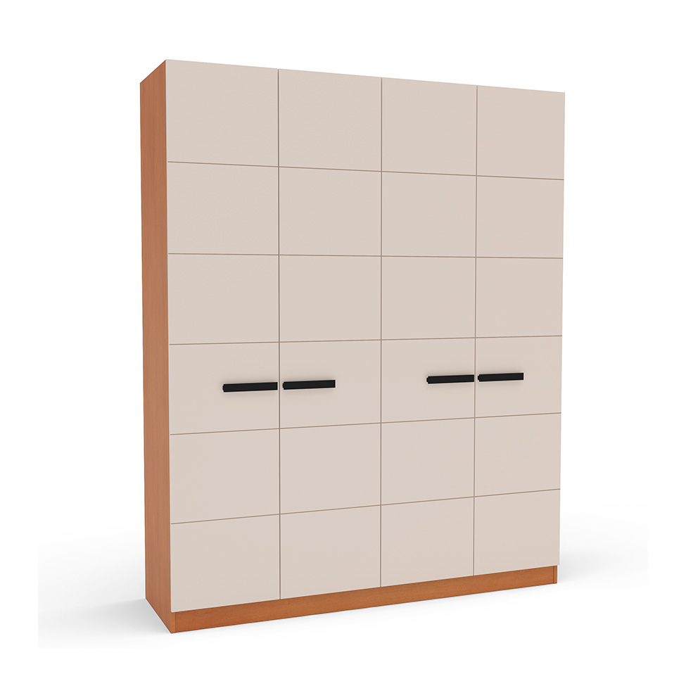 Guarda-Roupa Casal Lisboa 4 Portas 4 Gavetas Freijó e Creme