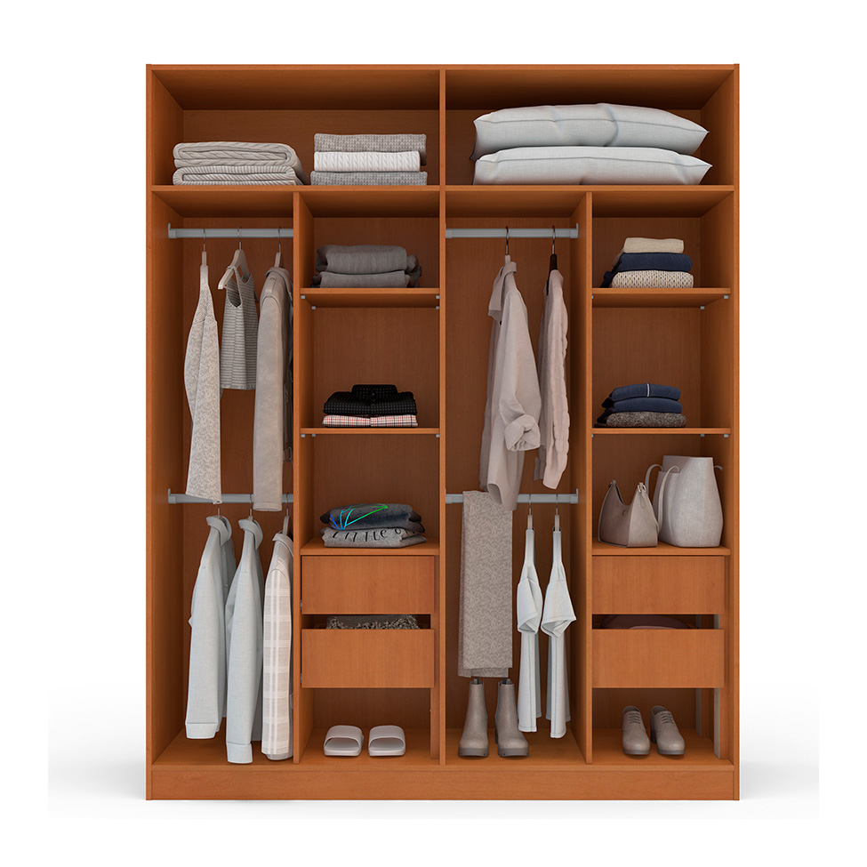 Guarda-Roupa Casal Lisboa 4 Portas 4 Gavetas Freijó e Creme