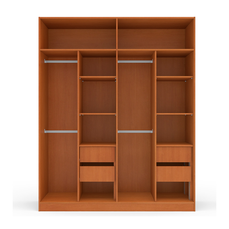 Guarda-Roupa Casal Lisboa 4 Portas 4 Gavetas Freijó e Creme