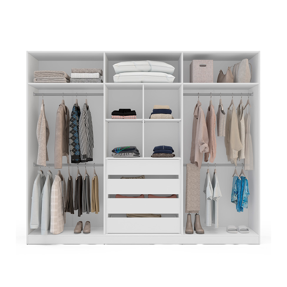 Guarda-Roupa Casal Lisboa 6 Portas 4 Gavetas Branco e Azul