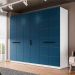 Guarda-Roupa Casal Lisboa 6 Portas 4 Gavetas Branco e Azul