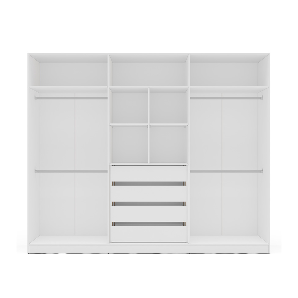 Guarda-Roupa Casal Lisboa 6 Portas 4 Gavetas Branco e Azul