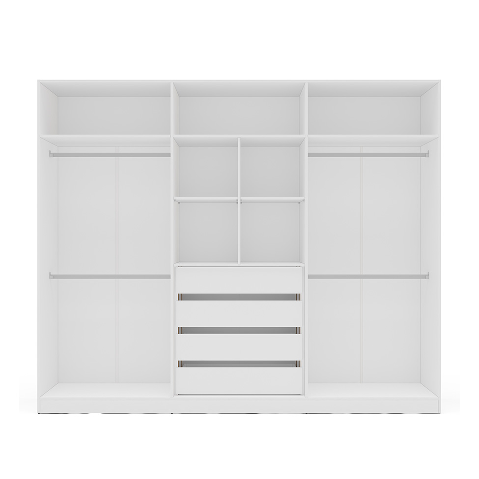 Guarda-Roupa Casal Lisboa 6 Portas 4 Gavetas Branco e Cinza
