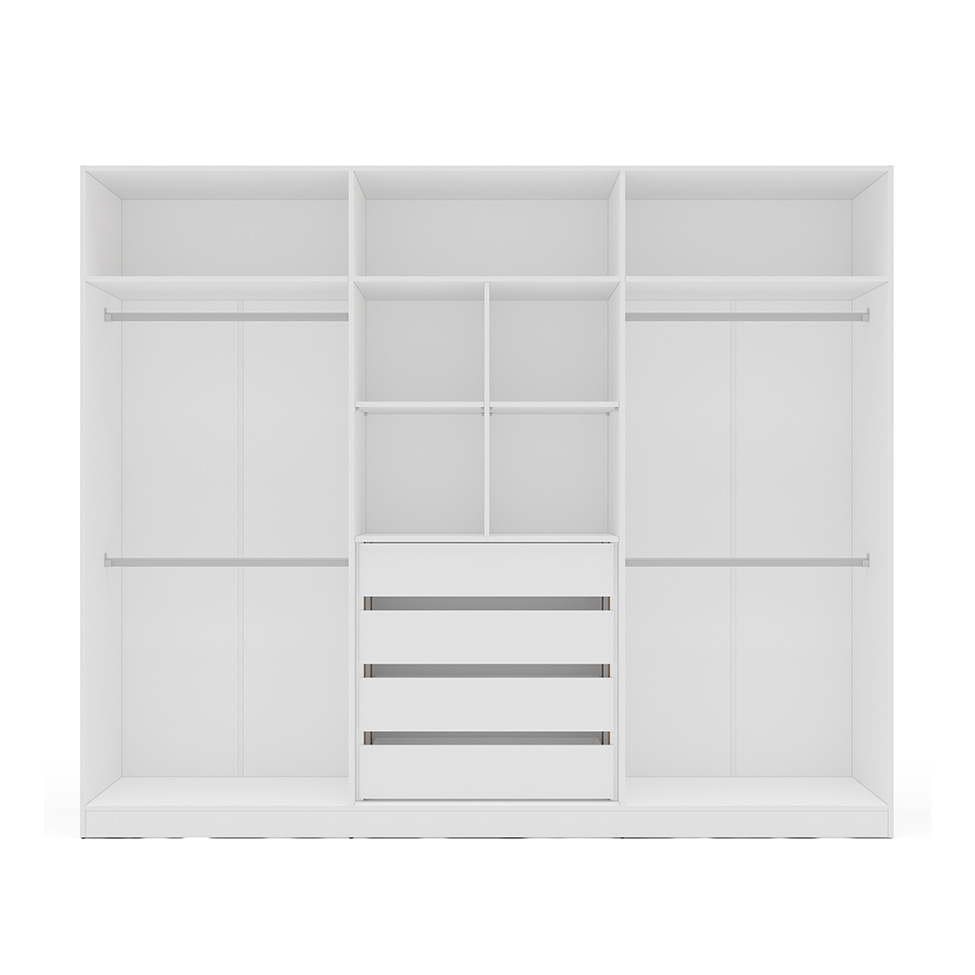 Guarda-Roupa Casal Lisboa 6 Portas 4 Gavetas Branco e Creme