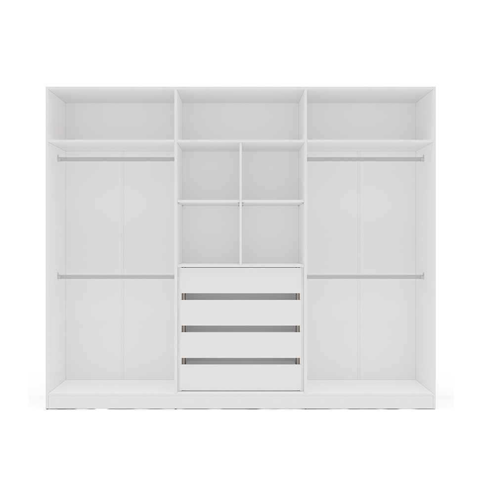 Guarda-Roupa Casal Lisboa 6 Portas 4 Gavetas Branco e Verde