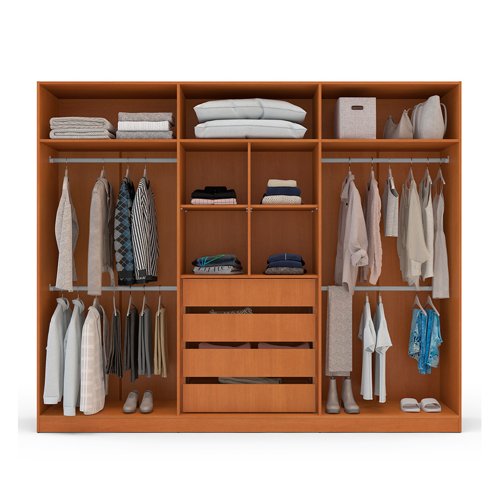 Guarda-Roupa Casal Lisboa 6 Portas 4 Gavetas Freijó e Azul