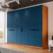 Guarda-Roupa Casal Lisboa 6 Portas 4 Gavetas Freijó e Azul