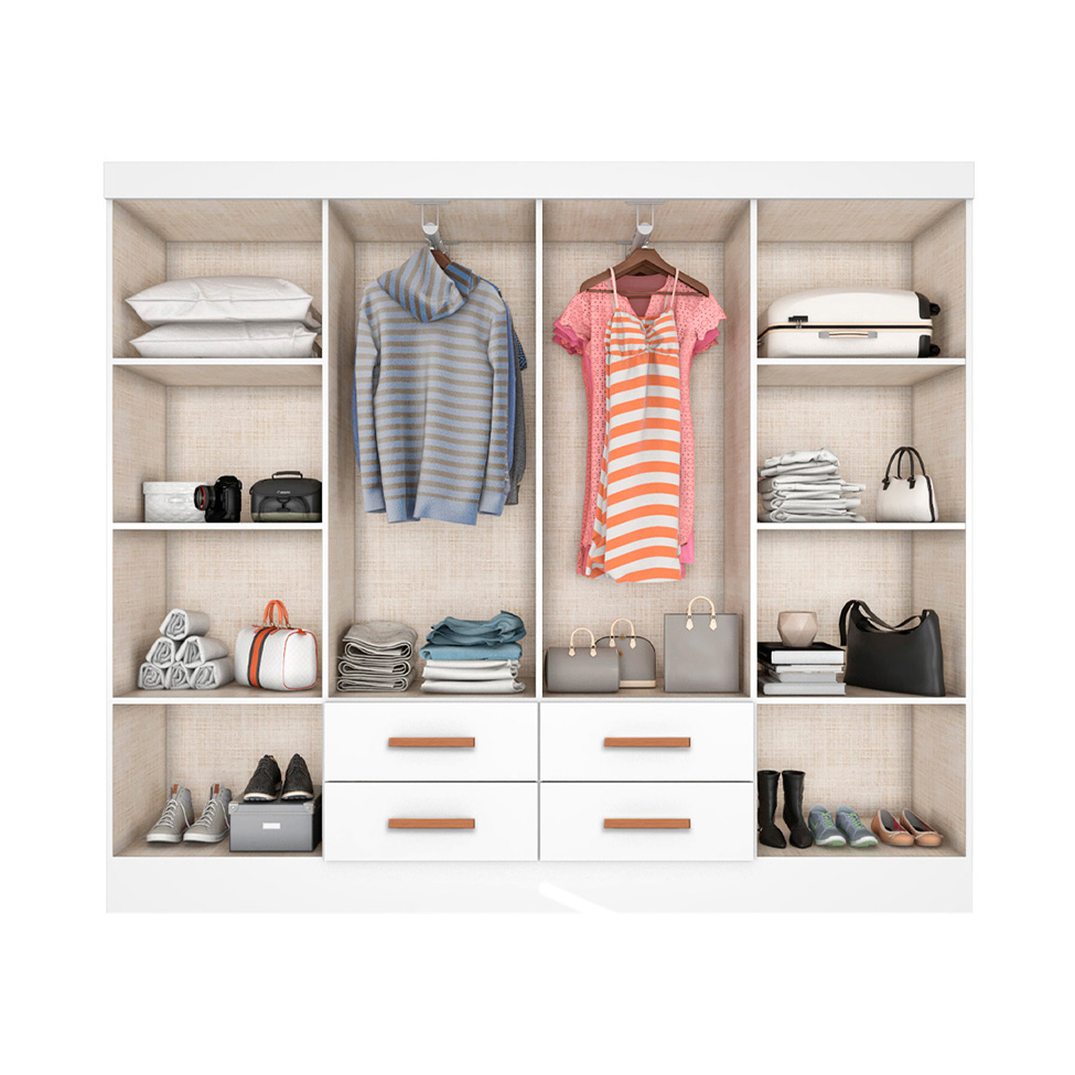 Guarda-Roupa Casal Lite 8 Portas 4 Gavetas Branco