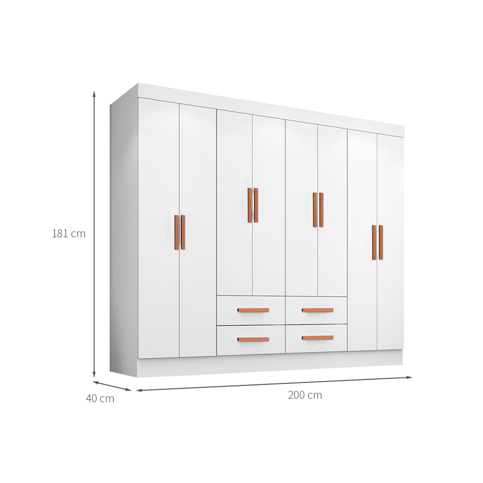 Guarda-Roupa Casal Lite 8 Portas 4 Gavetas Branco