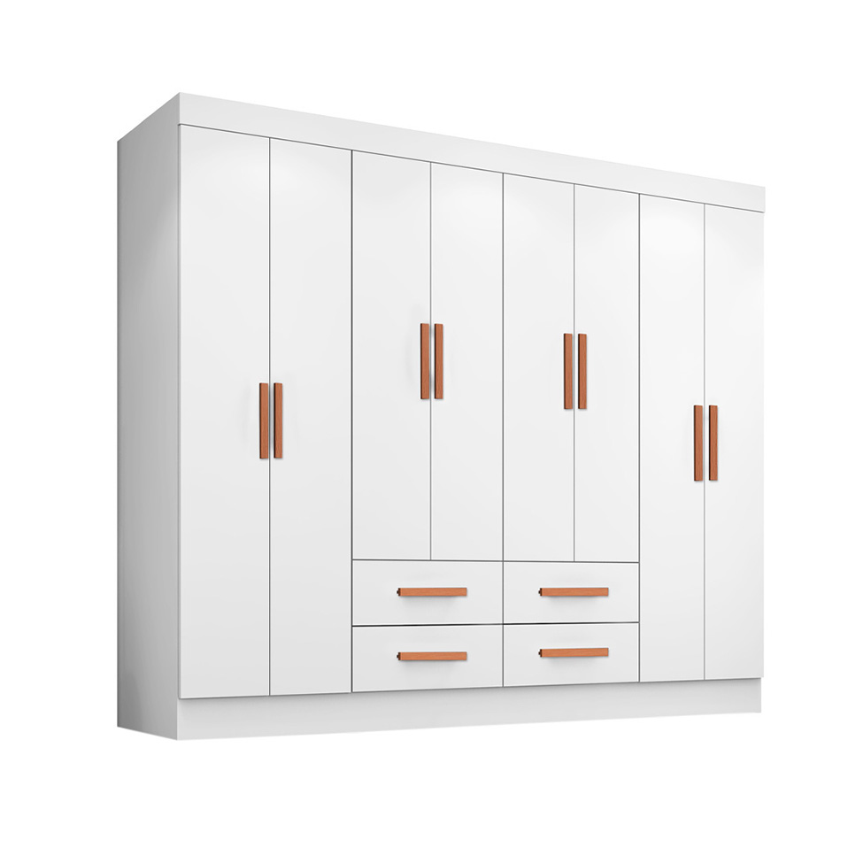 Guarda-Roupa Casal Lite 8 Portas 4 Gavetas Branco