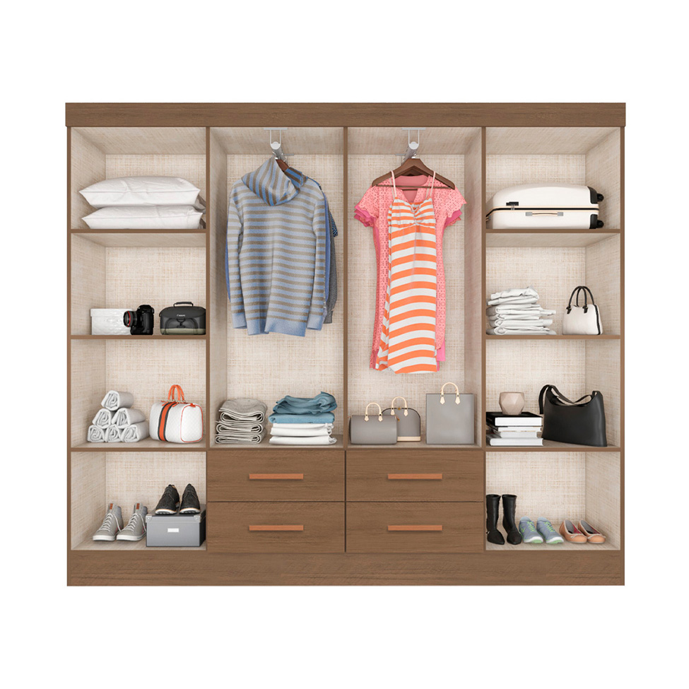 Guarda-Roupa Casal Lite 8 Portas 4 Gavetas Carvalho