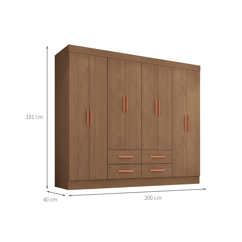 Guarda-Roupa Casal Lite 8 Portas 4 Gavetas Carvalho