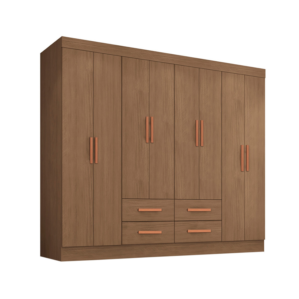 Guarda-Roupa Casal Lite 8 Portas 4 Gavetas Carvalho
