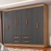 Guarda-Roupa Casal Lite 8 Portas 4 Gavetas Cinza e Nature