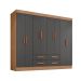 Guarda-Roupa Casal Lite 8 Portas 4 Gavetas Cinza e Nature