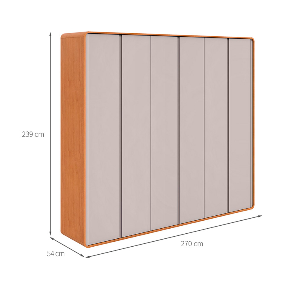 Guarda-Roupa Casal Loop 100% MDF 6 Portas 6 Gavetas Amêndoa e Off White