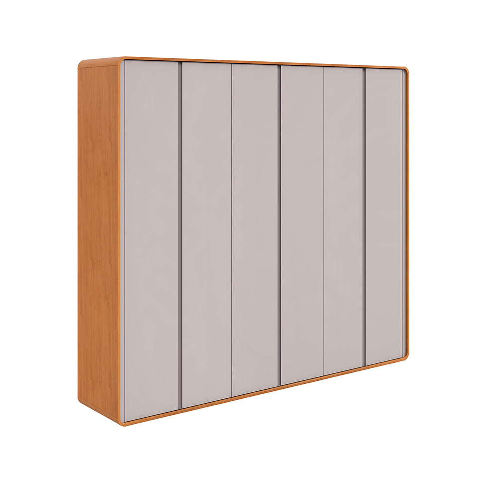 Guarda-Roupa Casal Loop 100% MDF 6 Portas 6 Gavetas Amêndoa e Off White
