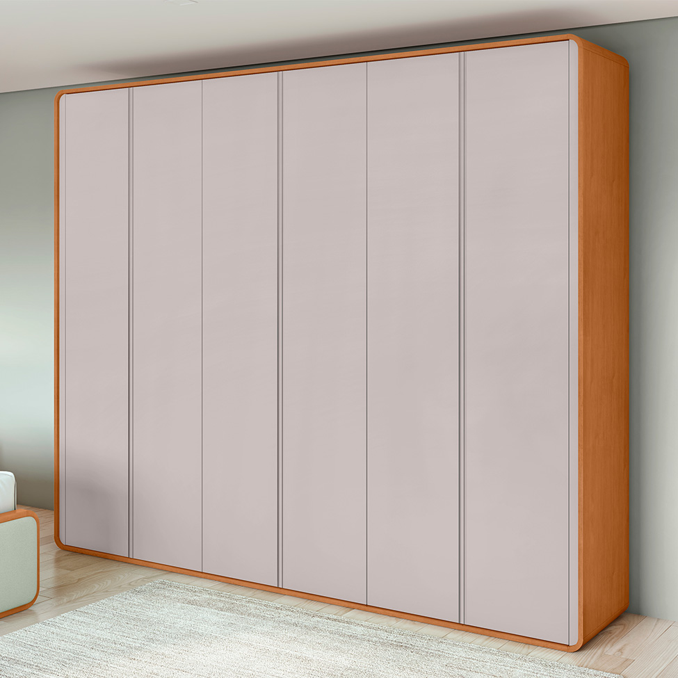 Guarda-Roupa Casal Loop 100% MDF 6 Portas 6 Gavetas Amêndoa e Off White