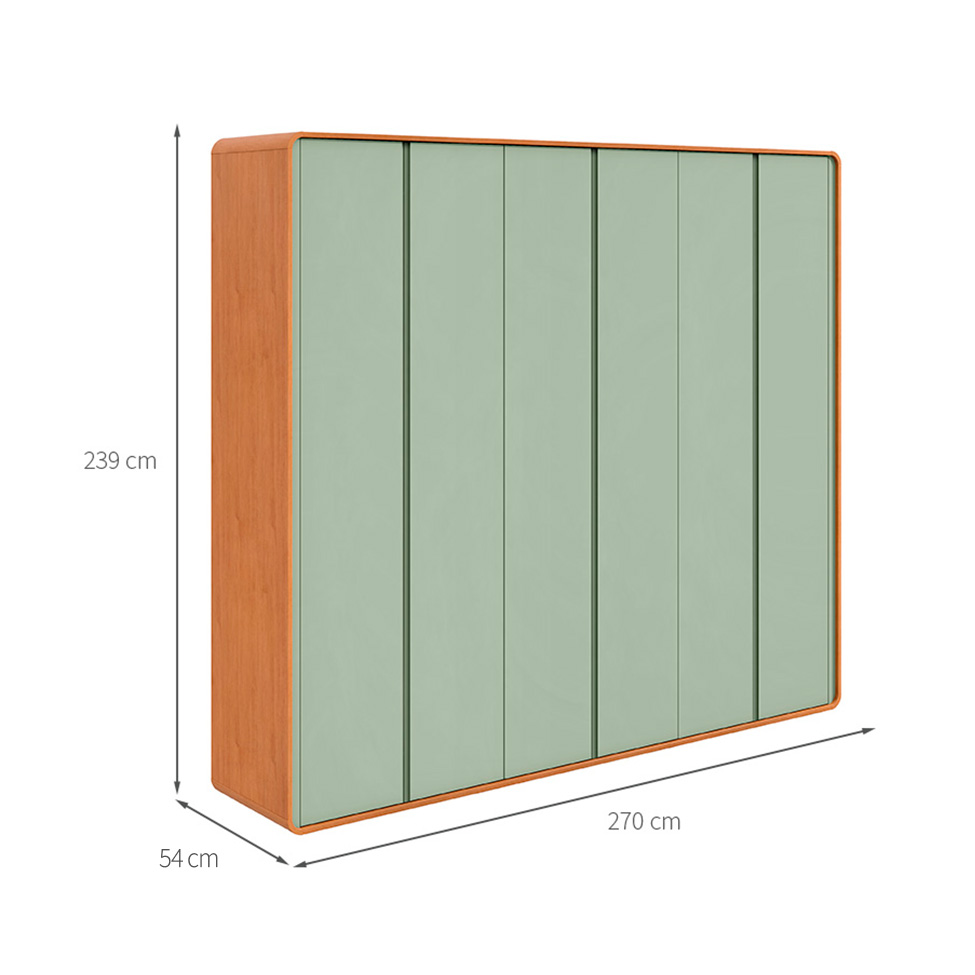Guarda-Roupa Casal Loop 100% MDF 6 Portas 6 Gavetas Amêndoa e Sálvia